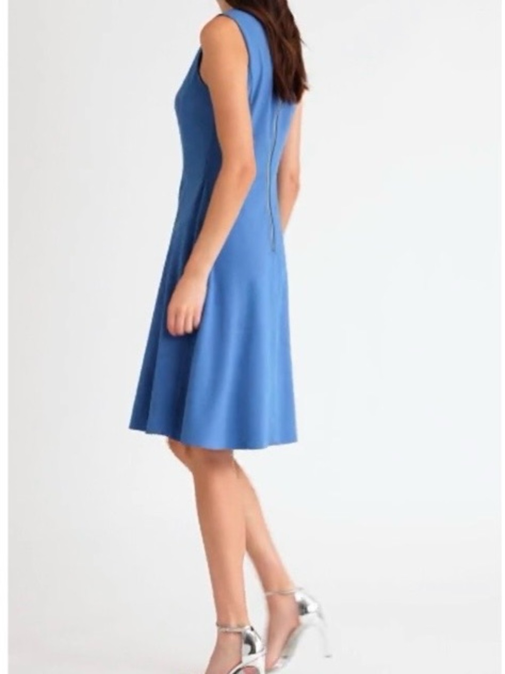 Tahari ASL Periwinkle Sleeveless A-Line Midi Dress